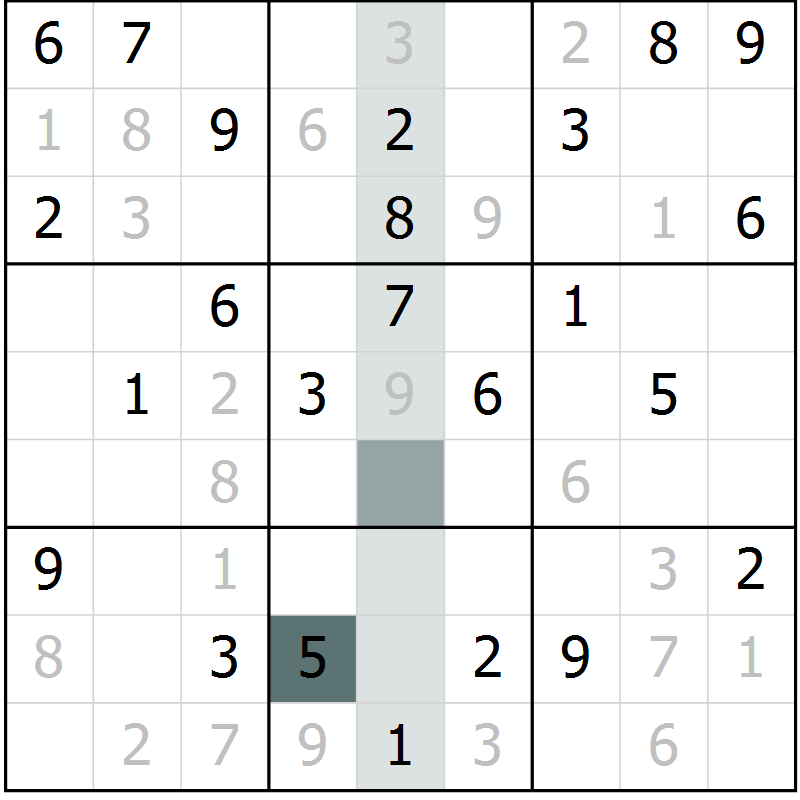 Position des candidats pour la solution de la Gr 53 page 55 du magazine de sudoku Expert n° 020