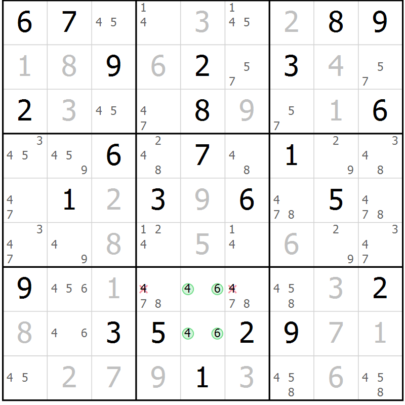 Position des candidats pour la solution de la Gr 53 page 55 du magazine de sudoku Expert n° 020