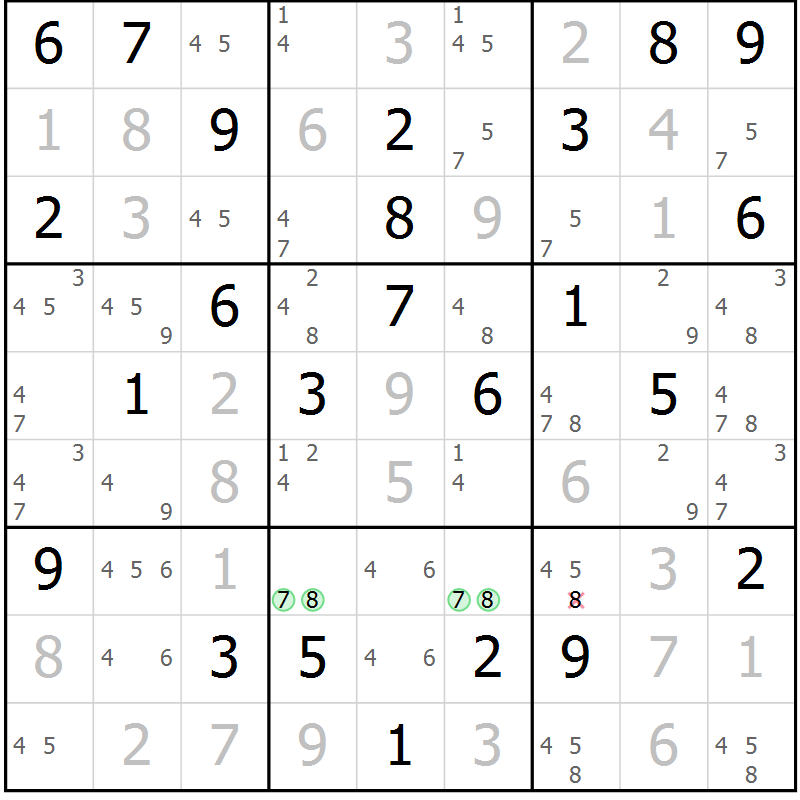 Position des candidats pour la solution de la Gr 53 page 55 du magazine de sudoku Expert n° 020