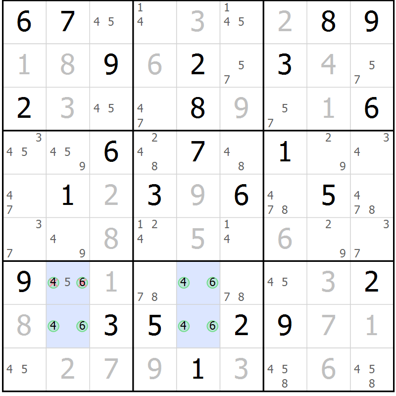 Position des candidats pour la solution de la Gr 53 page 55 du magazine de sudoku Expert n° 020