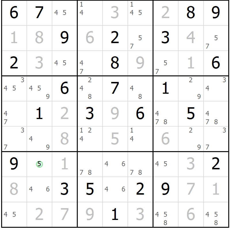 Position des candidats pour la solution de la Gr 53 page 55 du magazine de sudoku Expert n° 020