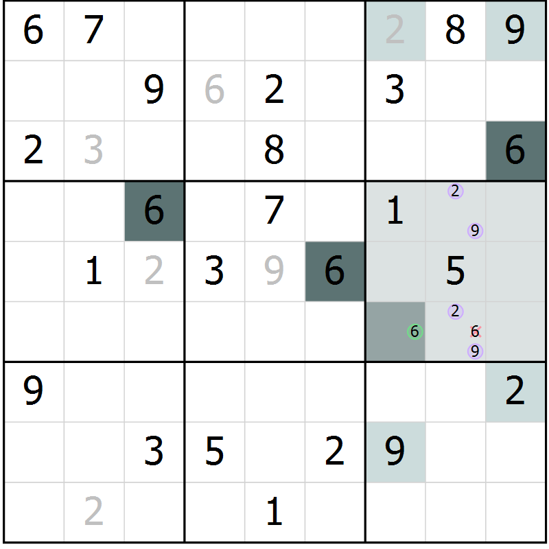 Position des candidats pour la solution de la Gr 53 page 55 du magazine de sudoku Expert n° 020