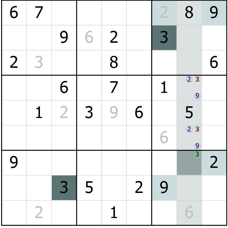 Position des candidats pour la solution de la Gr 53 page 55 du magazine de sudoku Expert n° 020