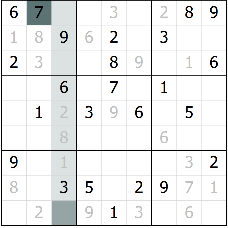 Position des candidats pour la solution de la Gr 53 page 55 du magazine de sudoku Expert n° 020