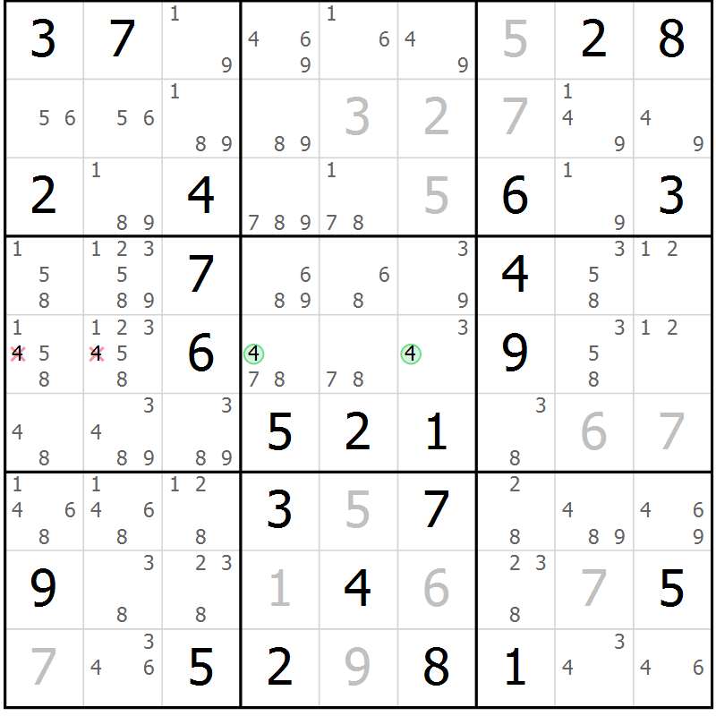 Position des candidats pour la solution de la Gr 54 page 56 du magazine de sudoku Expert n° 020