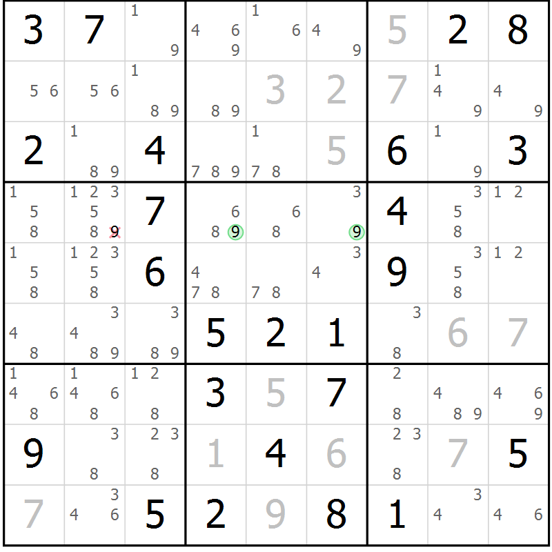 Position des candidats pour la solution de la Gr 54 page 56 du magazine de sudoku Expert n° 020