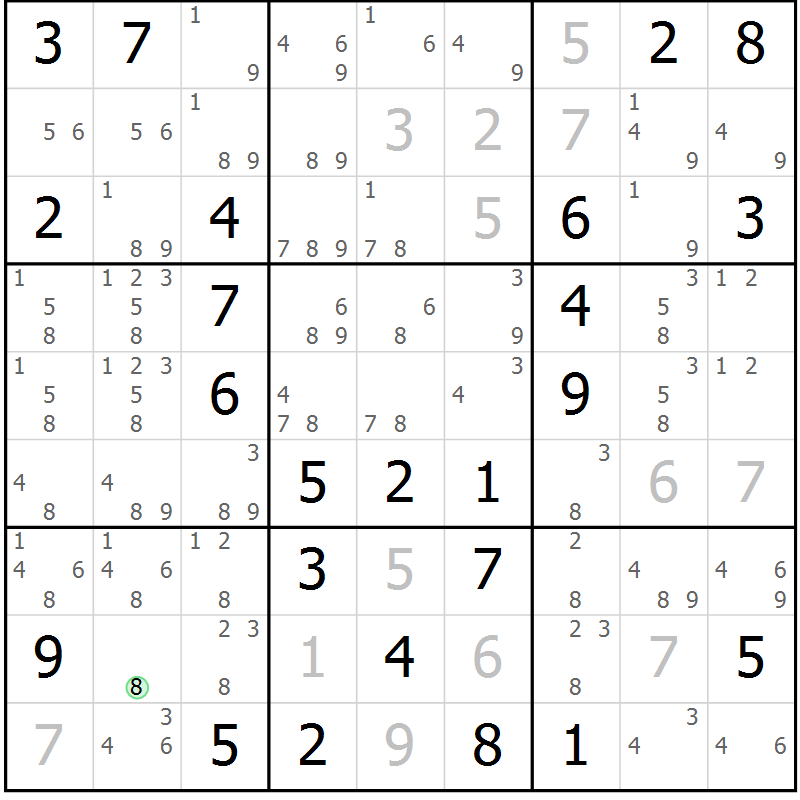 Position des candidats pour la solution de la Gr 54 page 56 du magazine de sudoku Expert n° 020