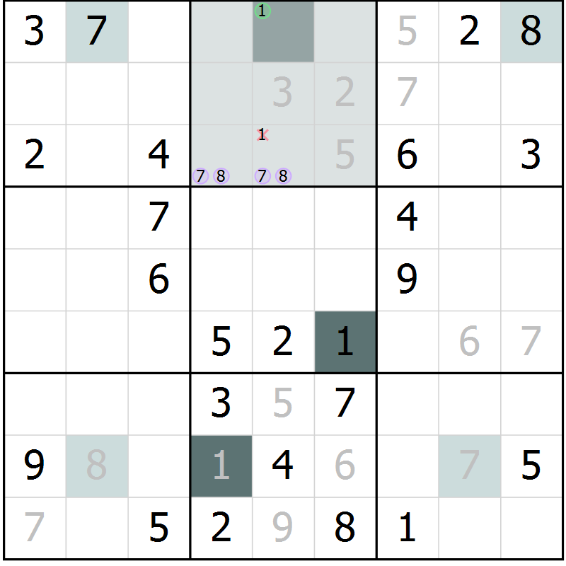 Position des candidats pour la solution de la Gr 54 page 56 du magazine de sudoku Expert n° 020