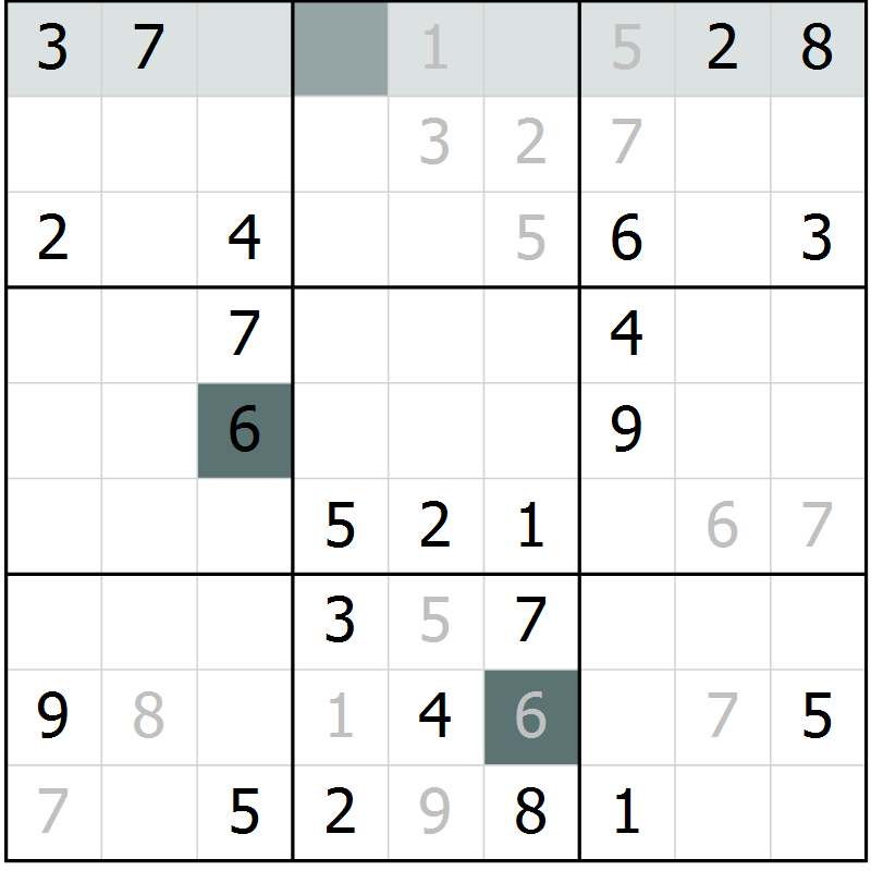 Position des candidats pour la solution de la Gr 54 page 56 du magazine de sudoku Expert n° 020