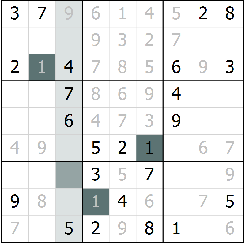 Position des candidats pour la solution de la Gr 54 page 56 du magazine de sudoku Expert n° 020