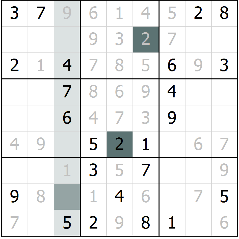 Position des candidats pour la solution de la Gr 54 page 56 du magazine de sudoku Expert n° 020