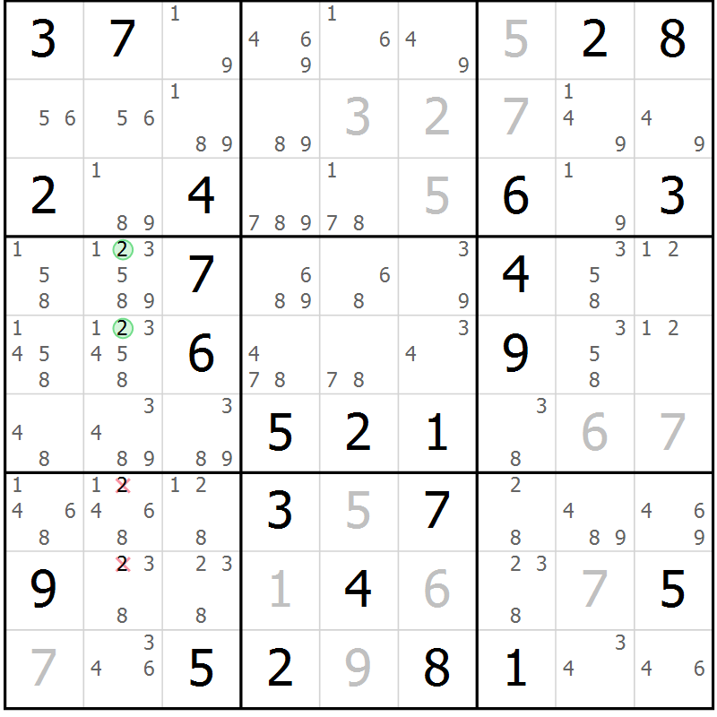 Position des candidats pour la solution de la Gr 54 page 56 du magazine de sudoku Expert n° 020