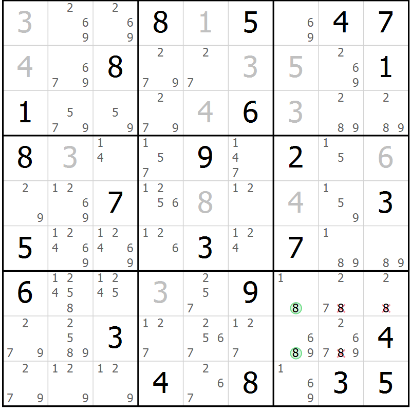 Position des candidats pour la solution de la Gr 55 page 57 du magazine de sudoku Expert n° 020