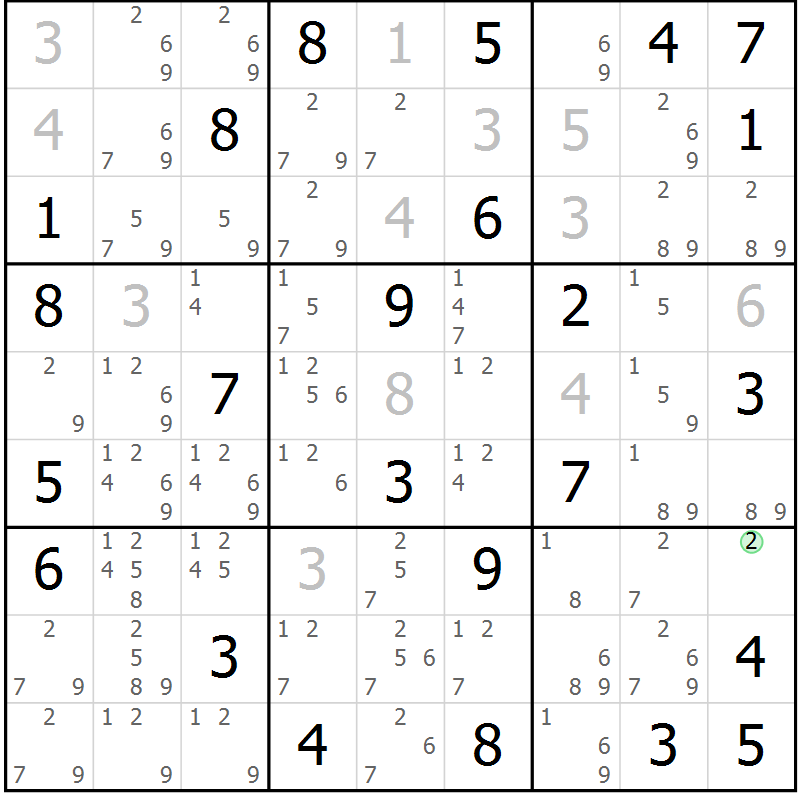 Position des candidats pour la solution de la Gr 55 page 57 du magazine de sudoku Expert n° 020