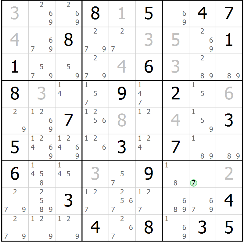 Position des candidats pour la solution de la Gr 55 page 57 du magazine de sudoku Expert n° 020