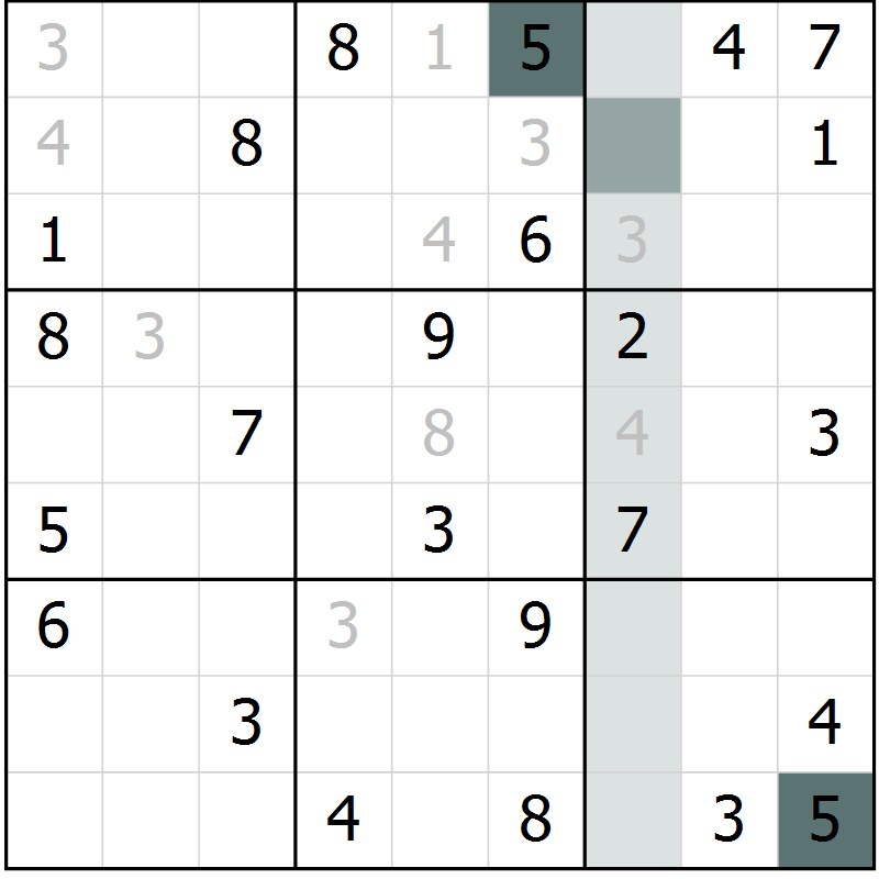 Position des candidats pour la solution de la Gr 55 page 57 du magazine de sudoku Expert n° 020