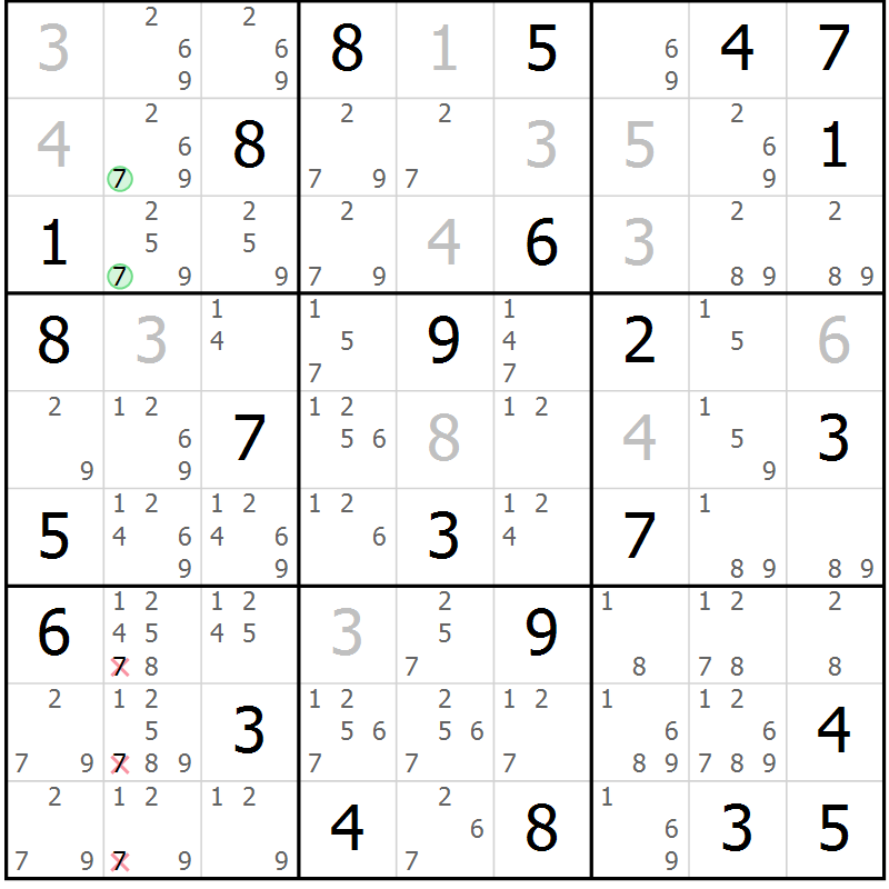 Position des candidats pour la solution de la Gr 55 page 57 du magazine de sudoku Expert n° 020