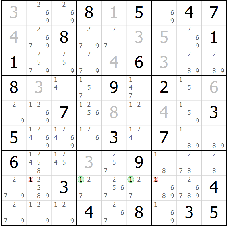 Position des candidats pour la solution de la Gr 55 page 57 du magazine de sudoku Expert n° 020