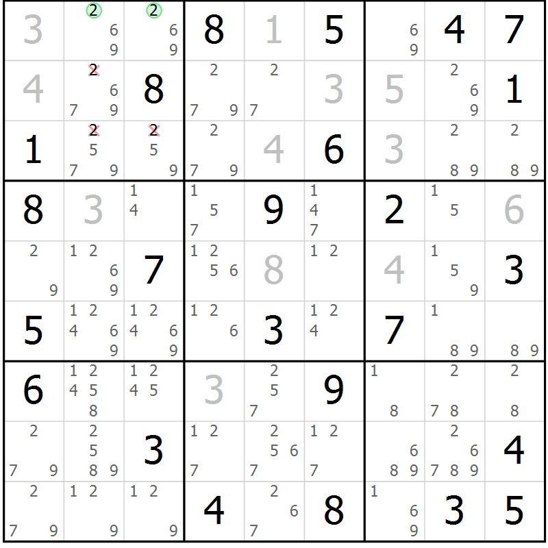 Position des candidats pour la solution de la Gr 55 page 57 du magazine de sudoku Expert n° 020