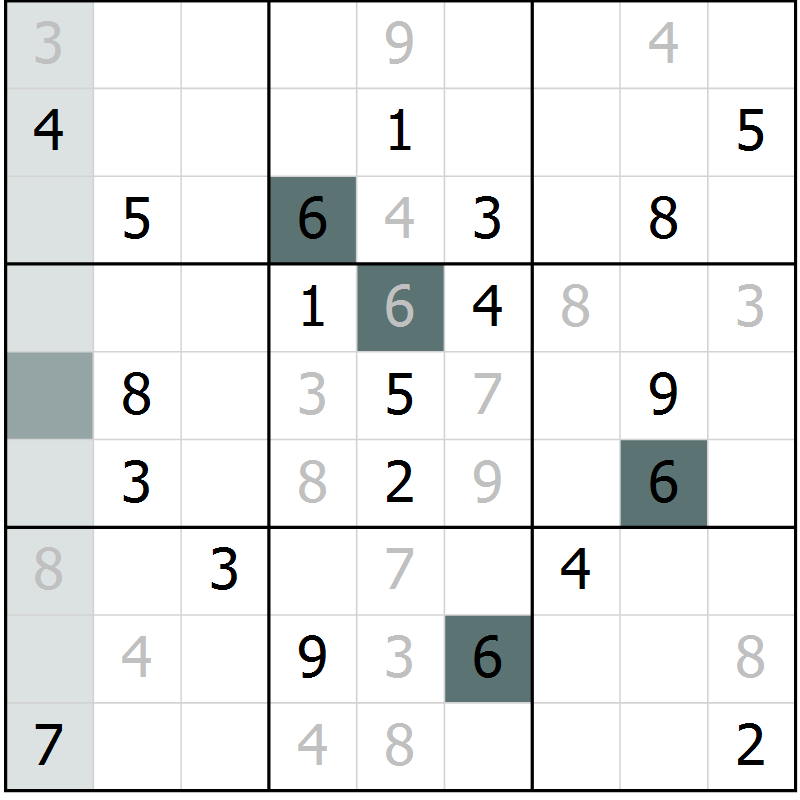 Position des candidats pour la solution de la Gr 56 page 58 du magazine de sudoku Expert n° 020