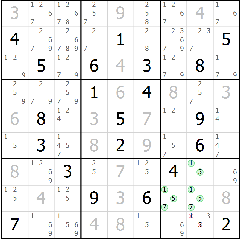 Position des candidats pour la solution de la Gr 56 page 58 du magazine de sudoku Expert n° 020