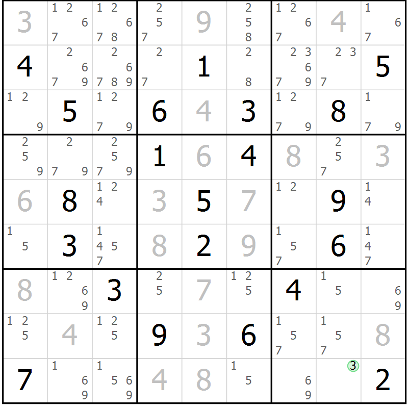 Position des candidats pour la solution de la Gr 56 page 58 du magazine de sudoku Expert n° 020