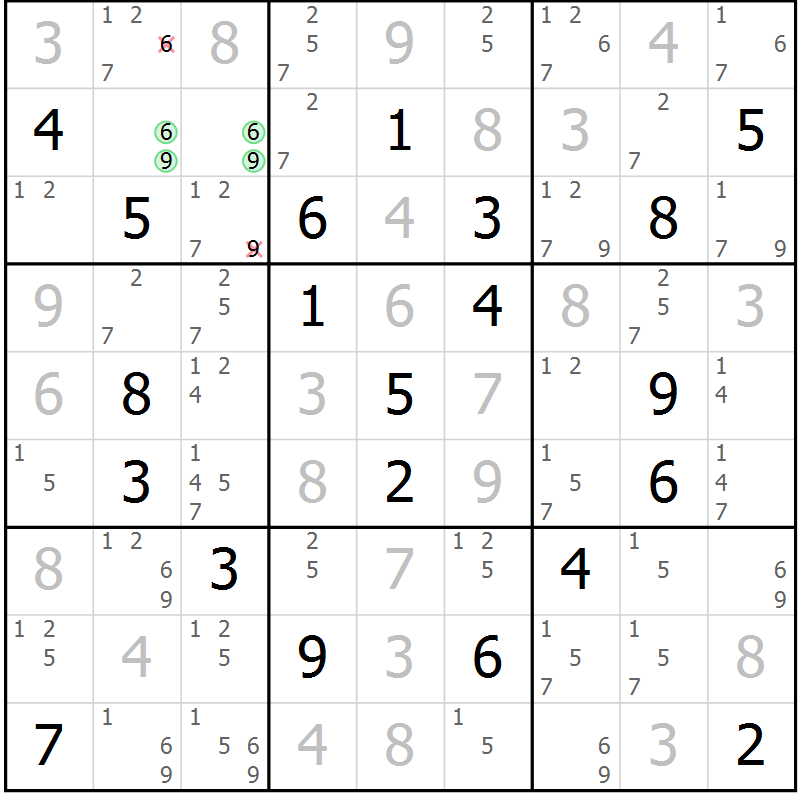 Position des candidats pour la solution de la Gr 56 page 58 du magazine de sudoku Expert n° 020