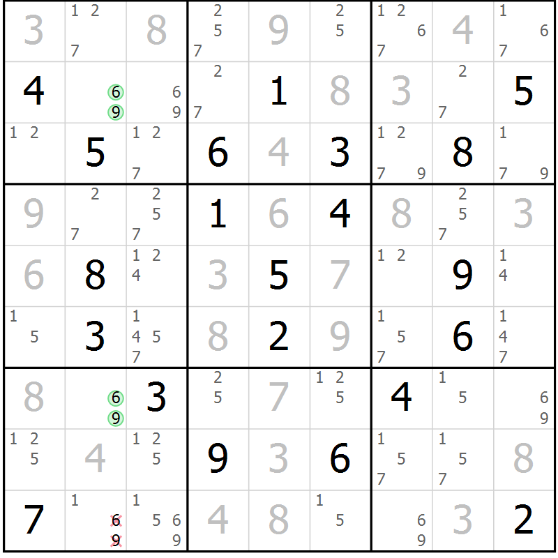 Position des candidats pour la solution de la Gr 56 page 58 du magazine de sudoku Expert n° 020