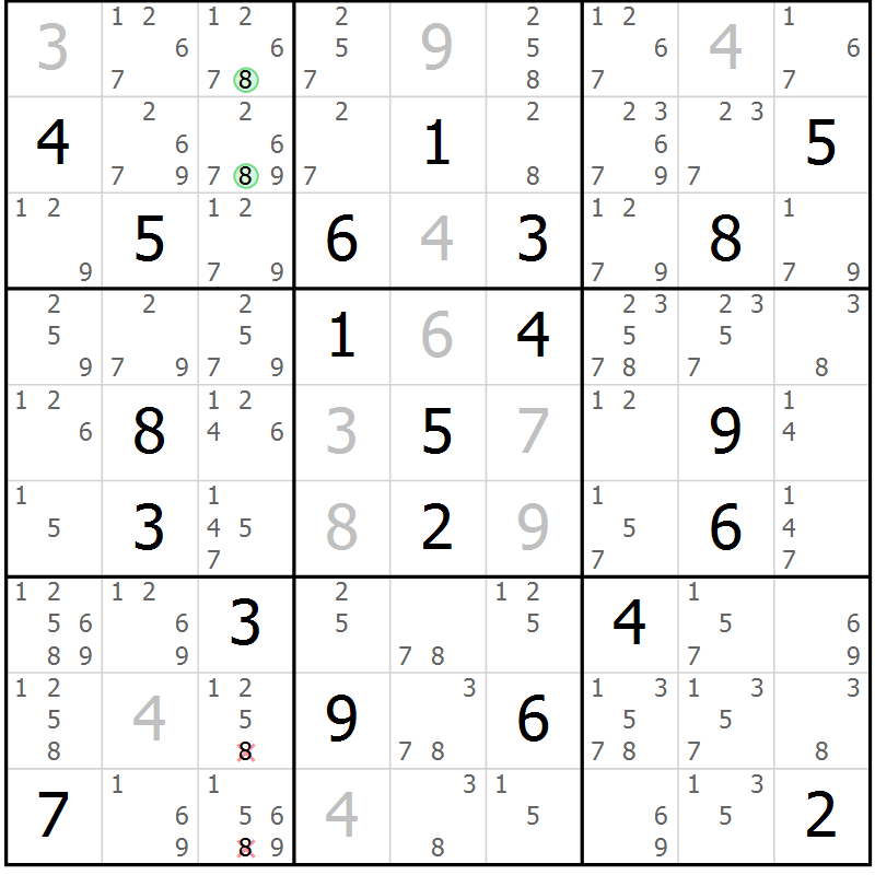 Position des candidats pour la solution de la Gr 56 page 58 du magazine de sudoku Expert n° 020
