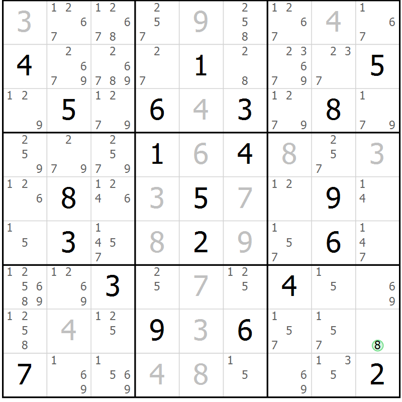 Position des candidats pour la solution de la Gr 56 page 58 du magazine de sudoku Expert n° 020