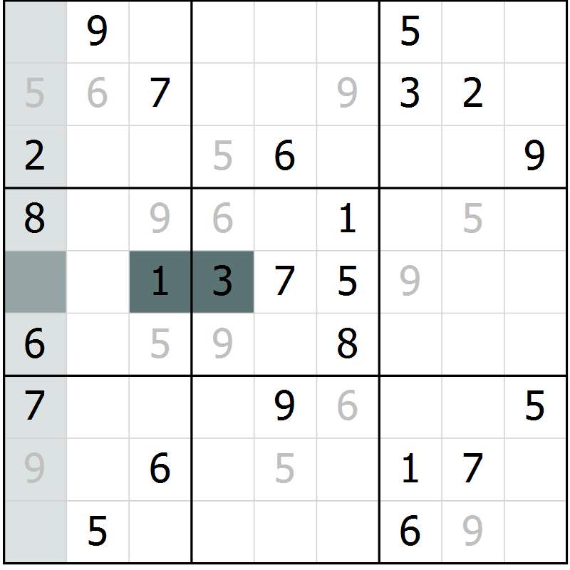 Position des candidats pour la solution de la Gr 57 page 59 du magazine de sudoku Expert n° 020