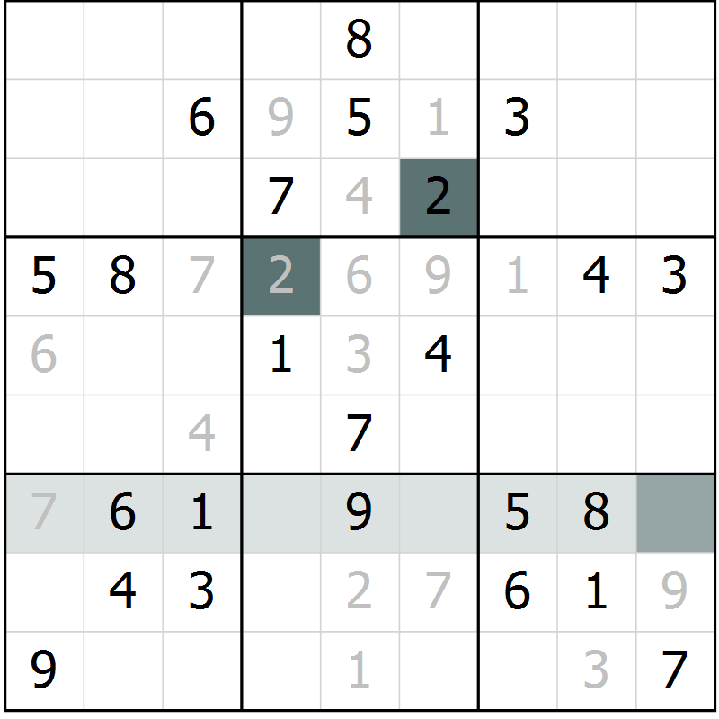 Position des candidats pour la solution de la Gr 58 page 60 du magazine de sudoku Expert n° 020
