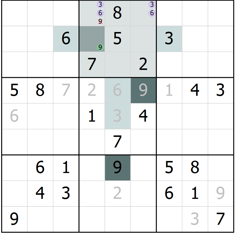 Position des candidats pour la solution de la Gr 58 page 60 du magazine de sudoku Expert n° 020
