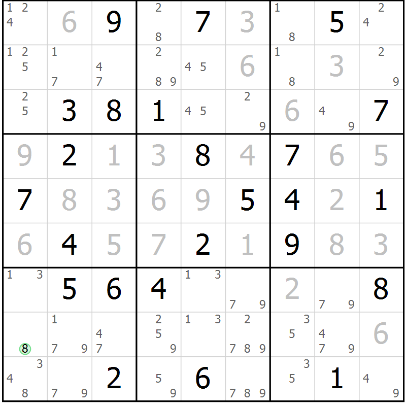 Position des candidats pour la solution de la Gr 59 page 61 du magazine de sudoku Expert n° 020