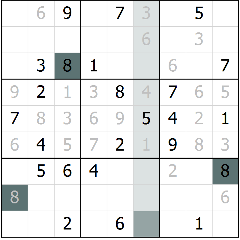 Position des candidats pour la solution de la Gr 59 page 61 du magazine de sudoku Expert n° 020