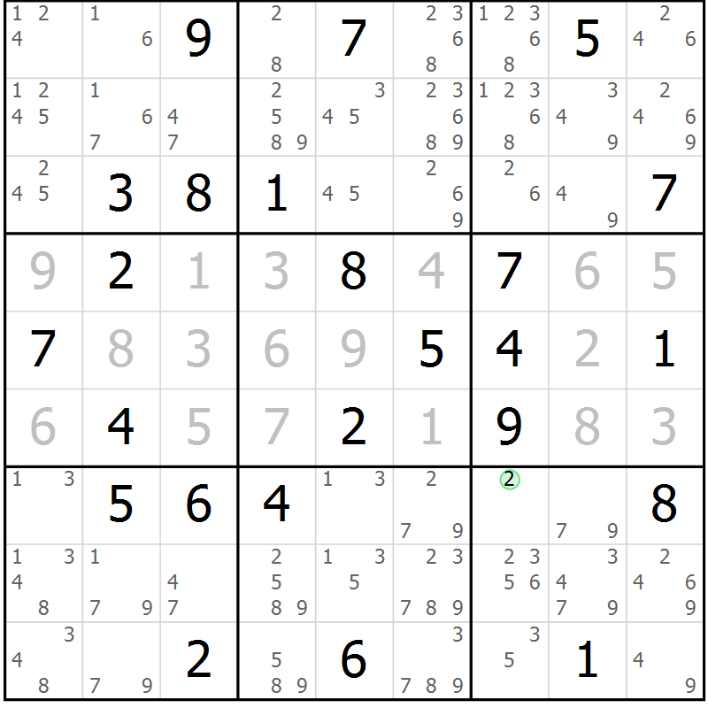 Position des candidats pour la solution de la Gr 59 page 61 du magazine de sudoku Expert n° 020