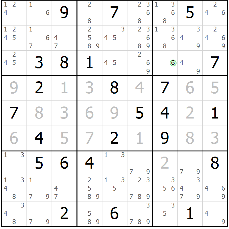 Position des candidats pour la solution de la Gr 59 page 61 du magazine de sudoku Expert n° 020