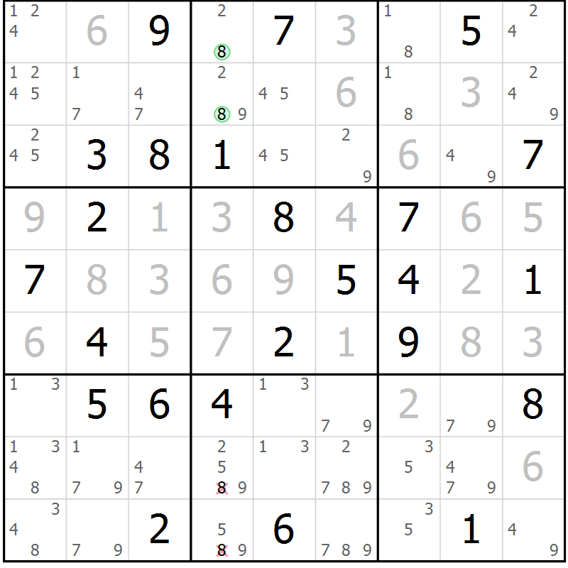 Position des candidats pour la solution de la Gr 59 page 61 du magazine de sudoku Expert n° 020