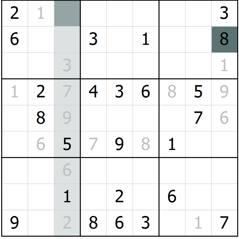 Position des candidats pour la solution de la Gr 6 page 8 du magazine de sudoku Expert n° 020