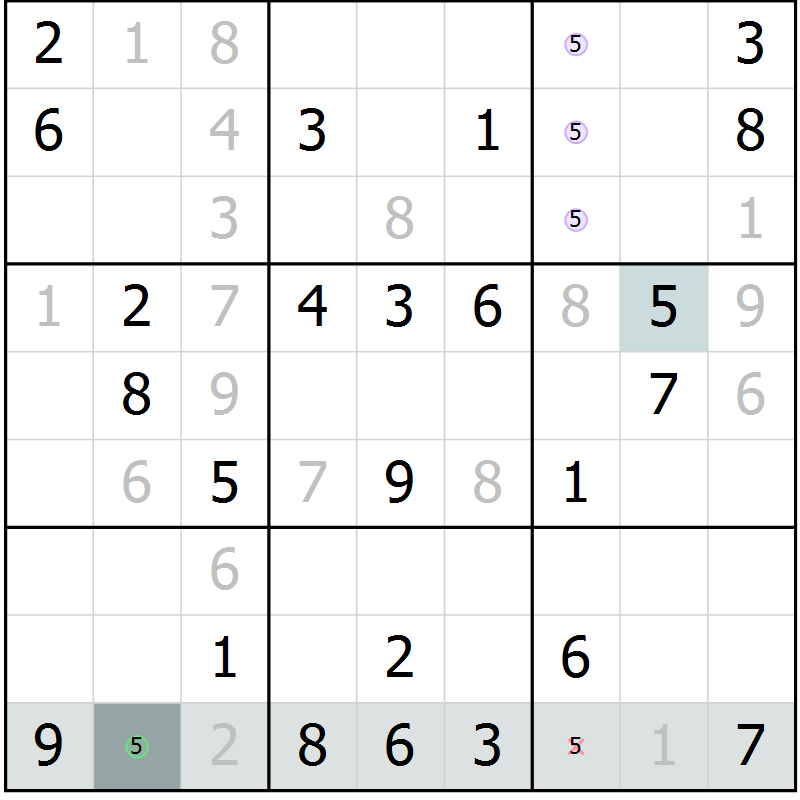 Position des candidats pour la solution de la Gr 6 page 8 du magazine de sudoku Expert n° 020