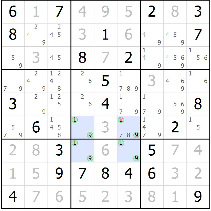 Position des candidats pour la solution de la Gr 60 page 62 du magazine de sudoku Expert n° 020