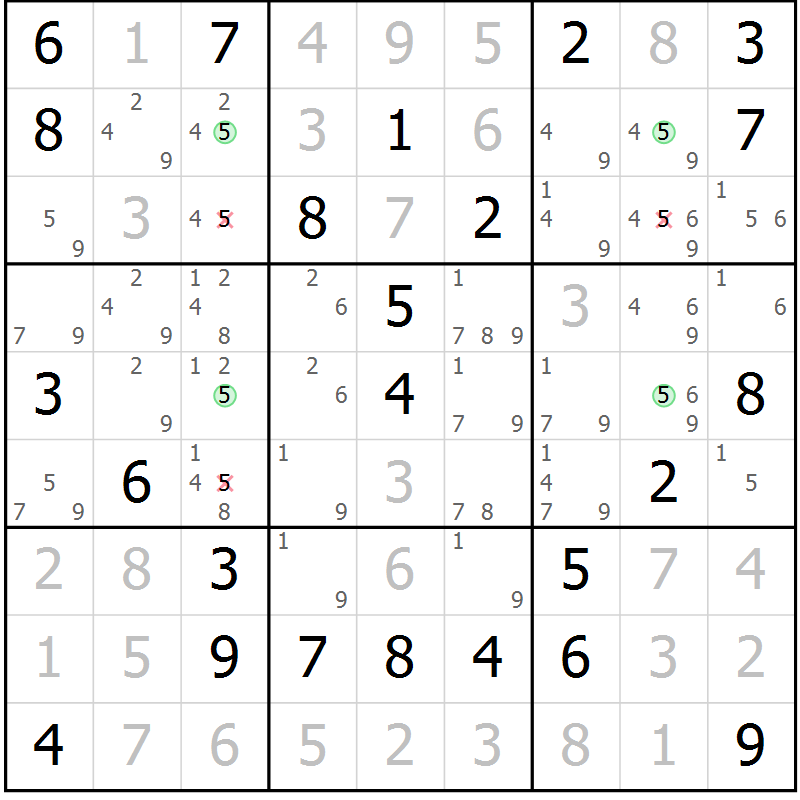 Position des candidats pour la solution de la Gr 60 page 62 du magazine de sudoku Expert n° 020