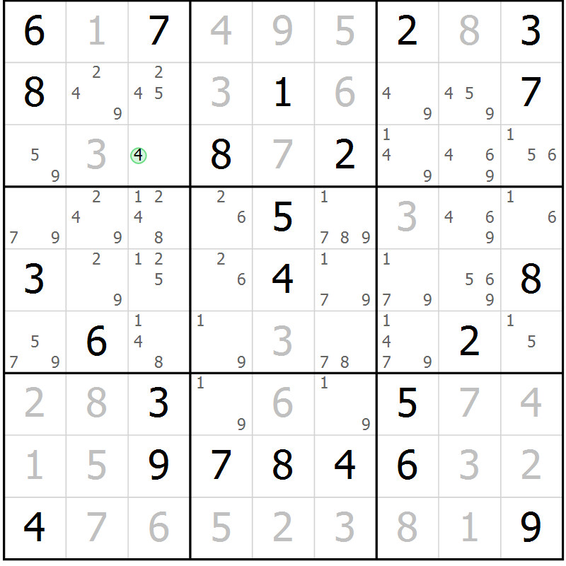 Position des candidats pour la solution de la Gr 60 page 62 du magazine de sudoku Expert n° 020