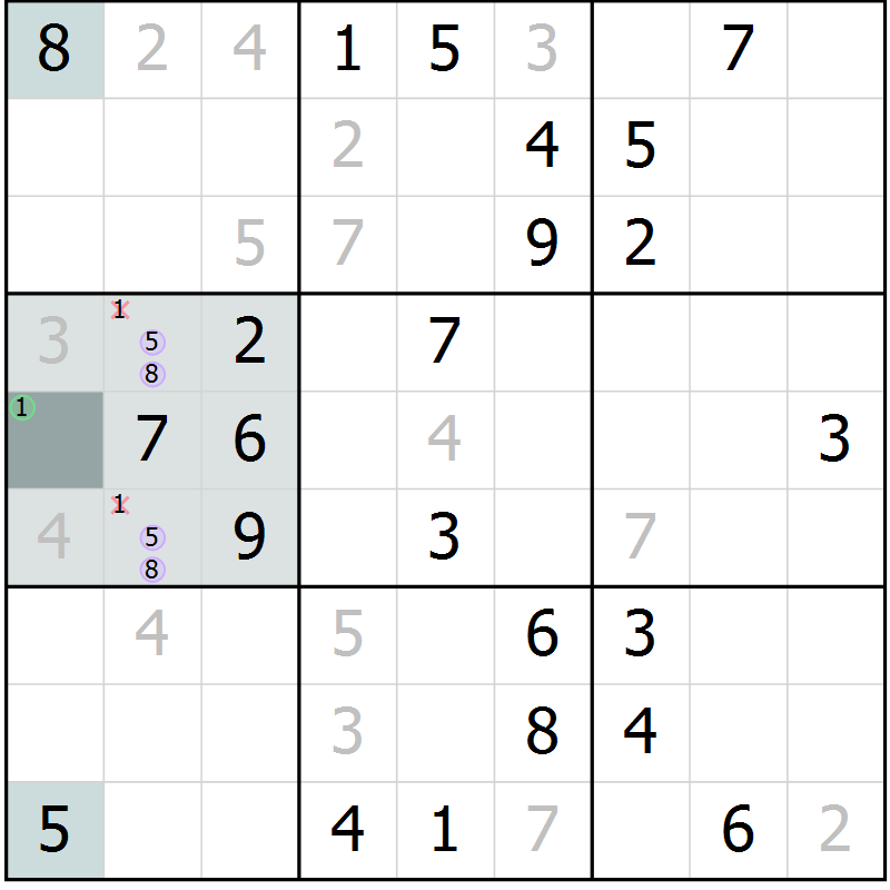 Position des candidats pour la solution de la Gr 61 page 63 du magazine de sudoku Expert n° 020