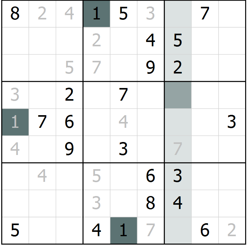 Position des candidats pour la solution de la Gr 61 page 63 du magazine de sudoku Expert n° 020