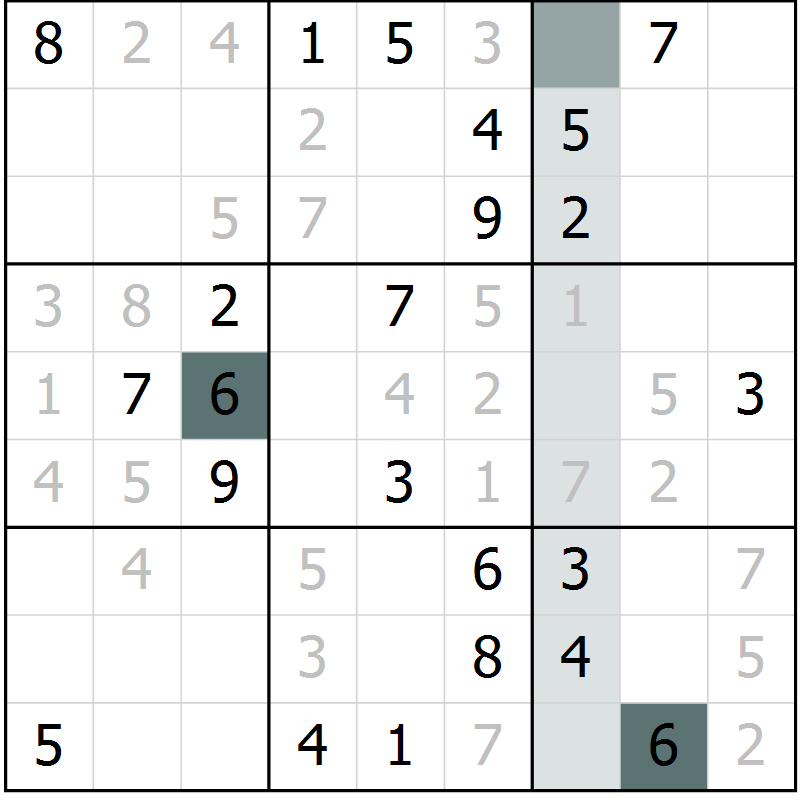 Position des candidats pour la solution de la Gr 61 page 63 du magazine de sudoku Expert n° 020