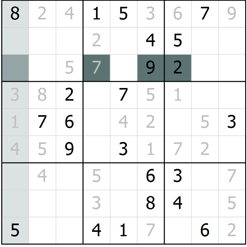 Position des candidats pour la solution de la Gr 61 page 63 du magazine de sudoku Expert n° 020