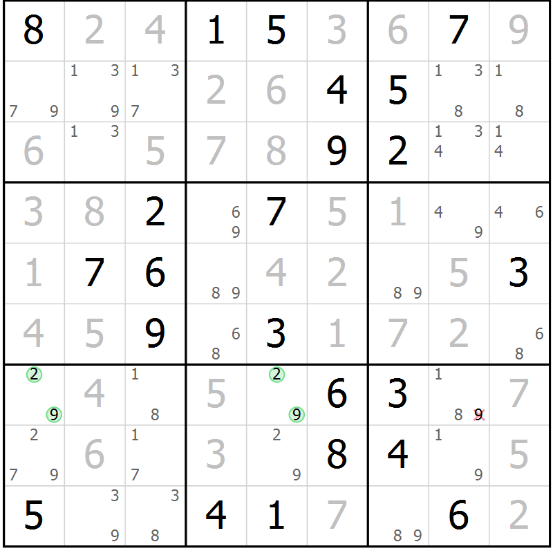 Position des candidats pour la solution de la Gr 61 page 63 du magazine de sudoku Expert n° 020