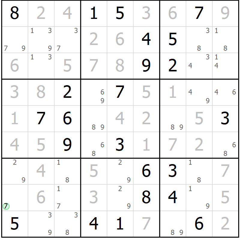 Position des candidats pour la solution de la Gr 61 page 63 du magazine de sudoku Expert n° 020