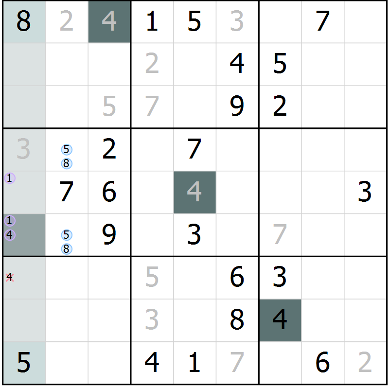Position des candidats pour la solution de la Gr 61 page 63 du magazine de sudoku Expert n° 020